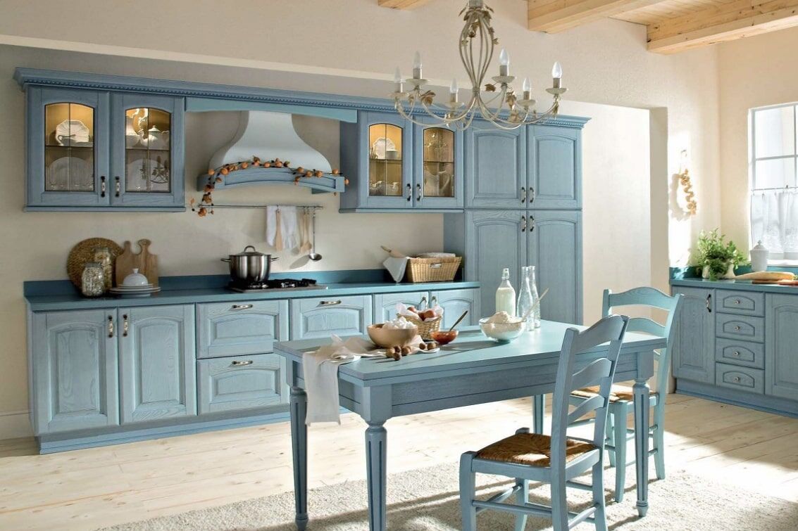 Кухня Прованс голубые оттенки